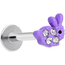 Load image into Gallery viewer, 16G 5/16 Clear Gem Purple Easter Bunny Labret Monroe Tragus