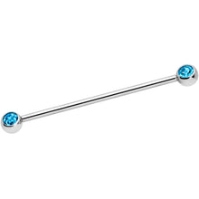 Load image into Gallery viewer, 14G Aqua Gem Ball Ends Industrial Barbell 35mm