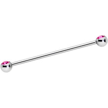 Load image into Gallery viewer, 14G Pink Gem Ball Ends Industrial Barbell 35mm