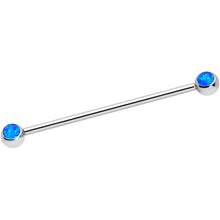 Load image into Gallery viewer, 14G Blue Faux Opal Ball Ends Industrial Barbell 35mm