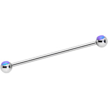 Load image into Gallery viewer, 14G Purple Faux Opal Ball Ends Industrial Barbell 35mm