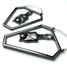 Load image into Gallery viewer, Black Bat Coffin Halloween Tunnel Plug Earrings