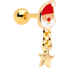 Load image into Gallery viewer, 16G 1/4 Gold Tone Santa Star Christmas Dangle Cartilage Tragus