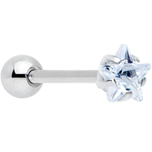 将图片加载到图库查看器,Clear CZ Gem Star Barbell Tongue Ring