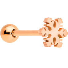 Load image into Gallery viewer, Rose Gold Tone Winter Snowflake Christmas Barbell Tongue Ring