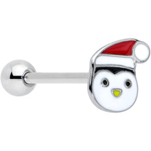 Load image into Gallery viewer, Festive Penguin Santa Christmas Barbell Tongue Ring
