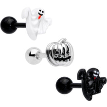 Load image into Gallery viewer, 16G 1/4 Ghosts Pumpkin Halloween Cartilage Tragus Set of 3