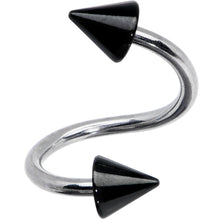 Load image into Gallery viewer, 16G 3/8 Black Cone Ends Spiral Twister Eyebrow Ring