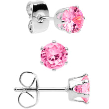 Load image into Gallery viewer, 20G Pink CZ Gem 3mm to 5mm Post Stud Earring Set of 3