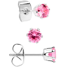 Load image into Gallery viewer, 20G Pink CZ Gem 3mm to 5mm Post Stud Earring Set of 3