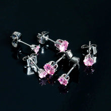 Load image into Gallery viewer, 20G Pink CZ Gem 3mm to 5mm Post Stud Earring Set of 3