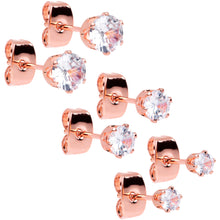 Load image into Gallery viewer, 20G Clear CZ Gem Rose Gold Tone Post Stud Earring Set of 3