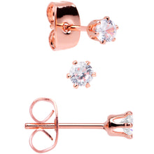 Load image into Gallery viewer, 20G Clear CZ Gem Rose Gold Tone Post Stud Earring Set of 3