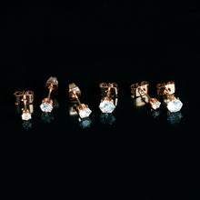 Load image into Gallery viewer, 20G Clear CZ Gem Rose Gold Tone Post Stud Earring Set of 3