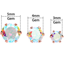 Load image into Gallery viewer, 20G Aurora CZ Gem Rose Gold Tone Post Stud Earring Set of 6