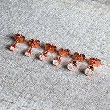 Load image into Gallery viewer, 20G Aurora CZ Gem Rose Gold Tone Post Stud Earring Set of 6