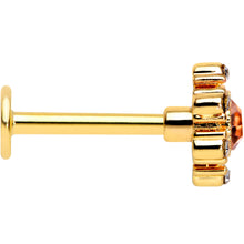 Load image into Gallery viewer, 16G 5/16 Pink Clear CZ Gem Gold Hue Sunburst Labret Monroe Tragus