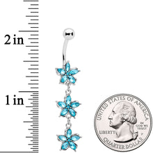 将图片加载到图库查看器,Aqua Gem Flower Trio Dangle Belly Ring