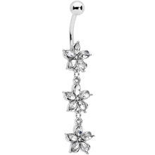 将图片加载到图库查看器,Clear Gem Flower Trio Dangle Belly Ring