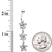 将图片加载到图库查看器,Clear Gem Flower Trio Dangle Belly Ring