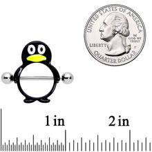Load image into Gallery viewer, 14G 9/16 Black White Penguins Nipple Shield Set