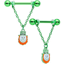 将图片加载到图库查看器,14G 9/16 Leprechaun St Patricks Day Dangle Nipple Ring Set