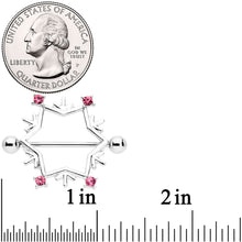 Load image into Gallery viewer, 14G 3/4 Pink Gem Snowflake Christmas Nipple Shield Set
