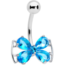 将图片加载到图库查看器,Aqua CZ Gem Beauty Bow Belly Ring