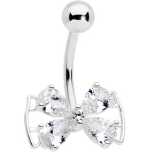 Load image into Gallery viewer, Clear CZ Gem Beauty Bow Belly Ring
