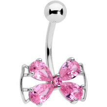 将图片加载到图库查看器,Pink CZ Gem Beauty Bow Belly Ring