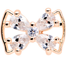 Load image into Gallery viewer, 16G 1/4 Clear CZ Gem Rose Gold Tone Beauty Bow Cartilage Tragus