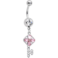 将图片加载到图库查看器,Clear Pink Gem Open Key Dangle Belly Ring