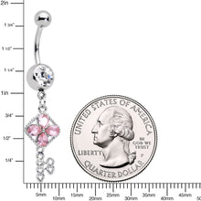 将图片加载到图库查看器,Clear Pink Gem Open Key Dangle Belly Ring