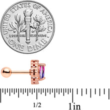 Load image into Gallery viewer, 16G 1/4 Purple Tourmaline Rose Gold Tone Cartilage Tragus Earring