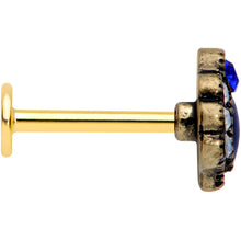 Load image into Gallery viewer, 16G 5/16 Clear Blue Gem Gold Tone Heirloom Teardrop Labret Monroe
