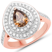 Load image into Gallery viewer, 1.64 Carat Genuine Chocolate Brown Diamond and White Diamond 18K Rose Gold Ring