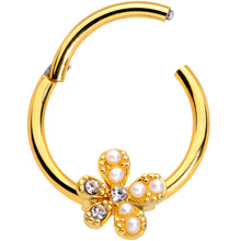 Load image into Gallery viewer, 16G 3/8 Clear Gem Gold Tone Stylish Splat Hinged Segment Ring