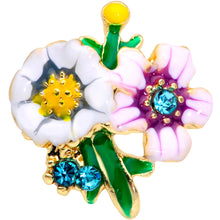 Load image into Gallery viewer, 16G 1/4 Aqua Gem Gold Hue Bouquet Flower Cartilage Tragus Earring
