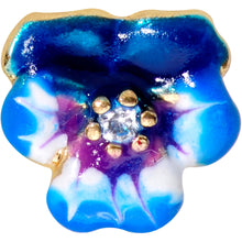 Load image into Gallery viewer, 20G 5/16 Clear CZ Gem Gold Tone Blue Spring Flower Nose Hoop