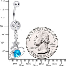 Load image into Gallery viewer, Clear Aqua Gem Saturn Stars Dangle Belly Ring