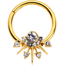 将图片加载到图库查看器,16G 3/8 Clear CZ Gem Gold Tone Elegant Crest Hinged Segment Ring
