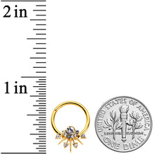 将图片加载到图库查看器,16G 3/8 Clear CZ Gem Gold Tone Elegant Crest Hinged Segment Ring