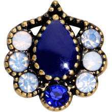 Load image into Gallery viewer, 20G 5/16 Clear Blue Gem Gold Tone Heirloom Teardrop Nose Hoop