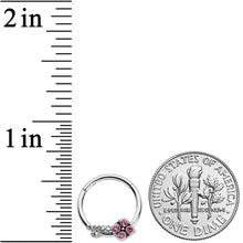 Load image into Gallery viewer, 16G 3/8 Pink Gem Open Key Hinged Segment Ring