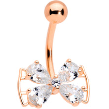 Load image into Gallery viewer, Clear CZ Gem Rose Gold Tone Beauty Bow Belly Ring