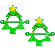 将图片加载到图库查看器,14G 5/8 Green Christmas Tree Nipple Shield Set