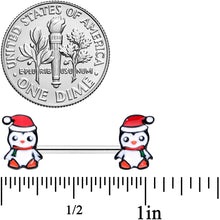 Load image into Gallery viewer, 14G 9/16 Santa Penguin Christmas Barbell Nipple Ring Set