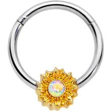 将图片加载到图库查看器,16G 3/8 Aurora Gem Sunflower Style Hinged Segment Ring