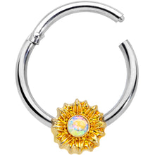 将图片加载到图库查看器,16G 3/8 Aurora Gem Sunflower Style Hinged Segment Ring