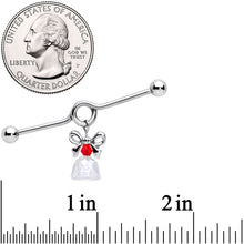 Load image into Gallery viewer, 14G Clear Red Gem Bell Christmas Dangle Project Barbell 38mm